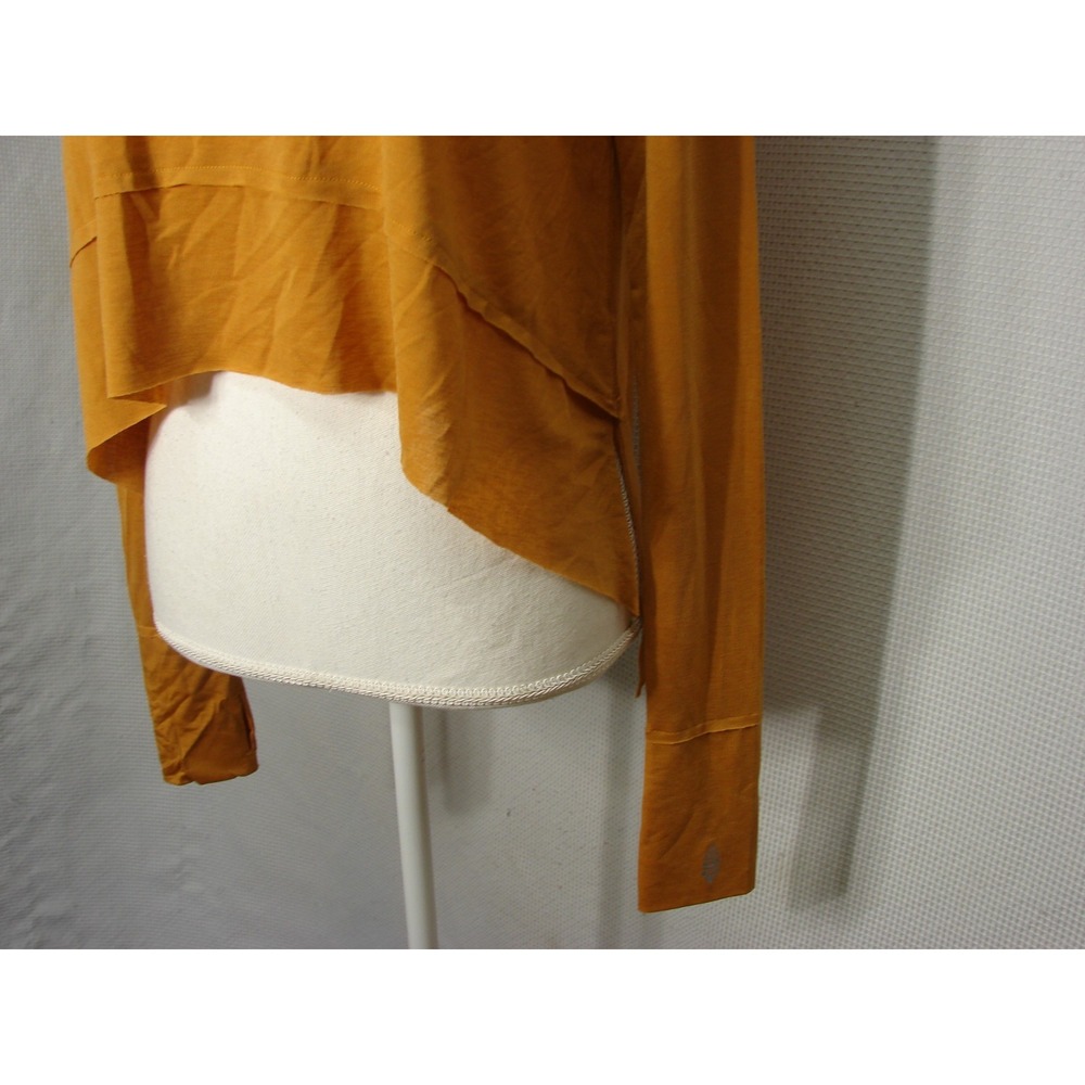 Free People Movement Breezy Tempo Gold Cropped Long Sleeve Shirt Top Small - Picture 2 of 8